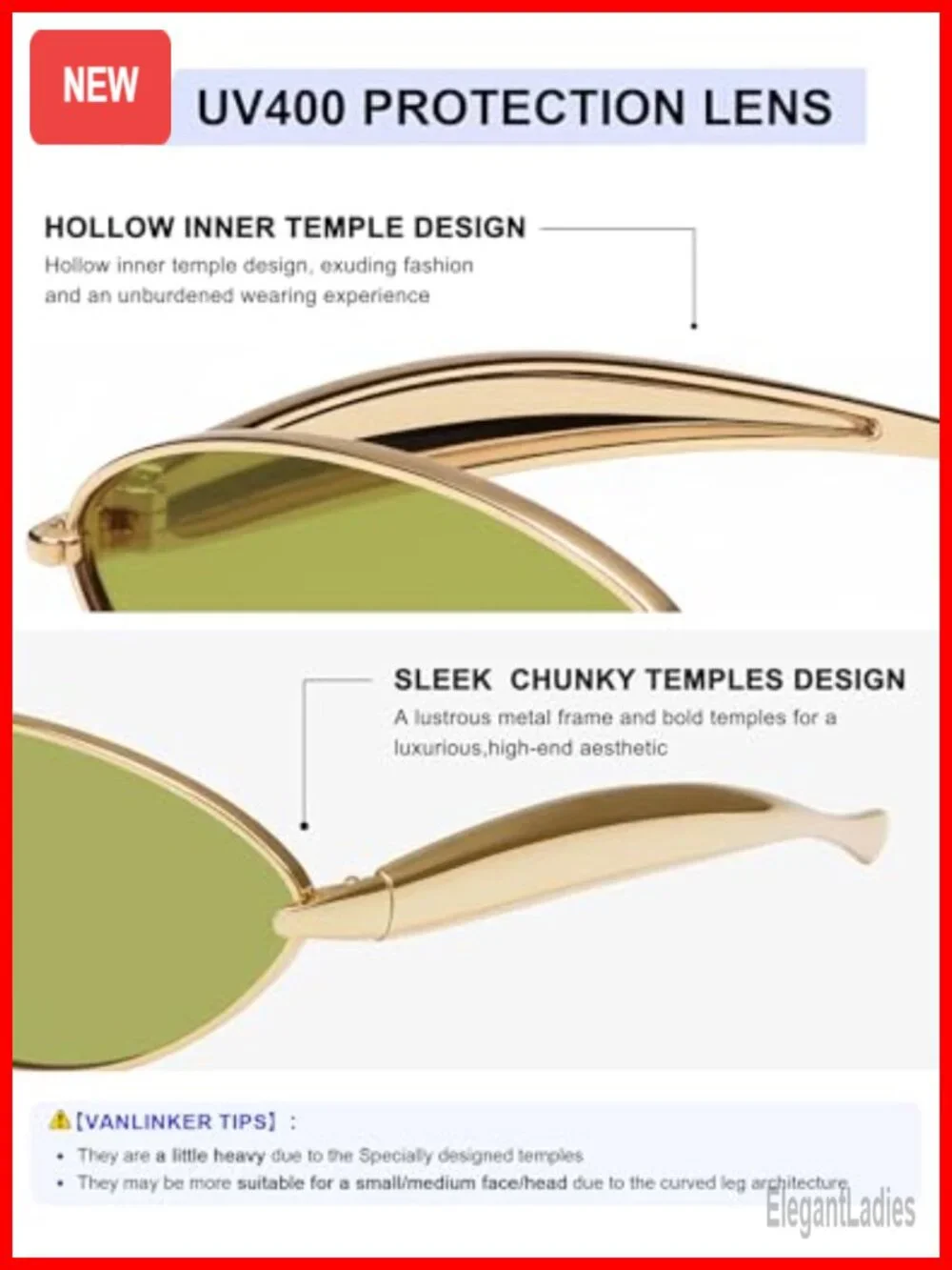 Retro Cat Eye Oval Sunglasses for Small Faces UV400 Polarized Metal Frame 90s